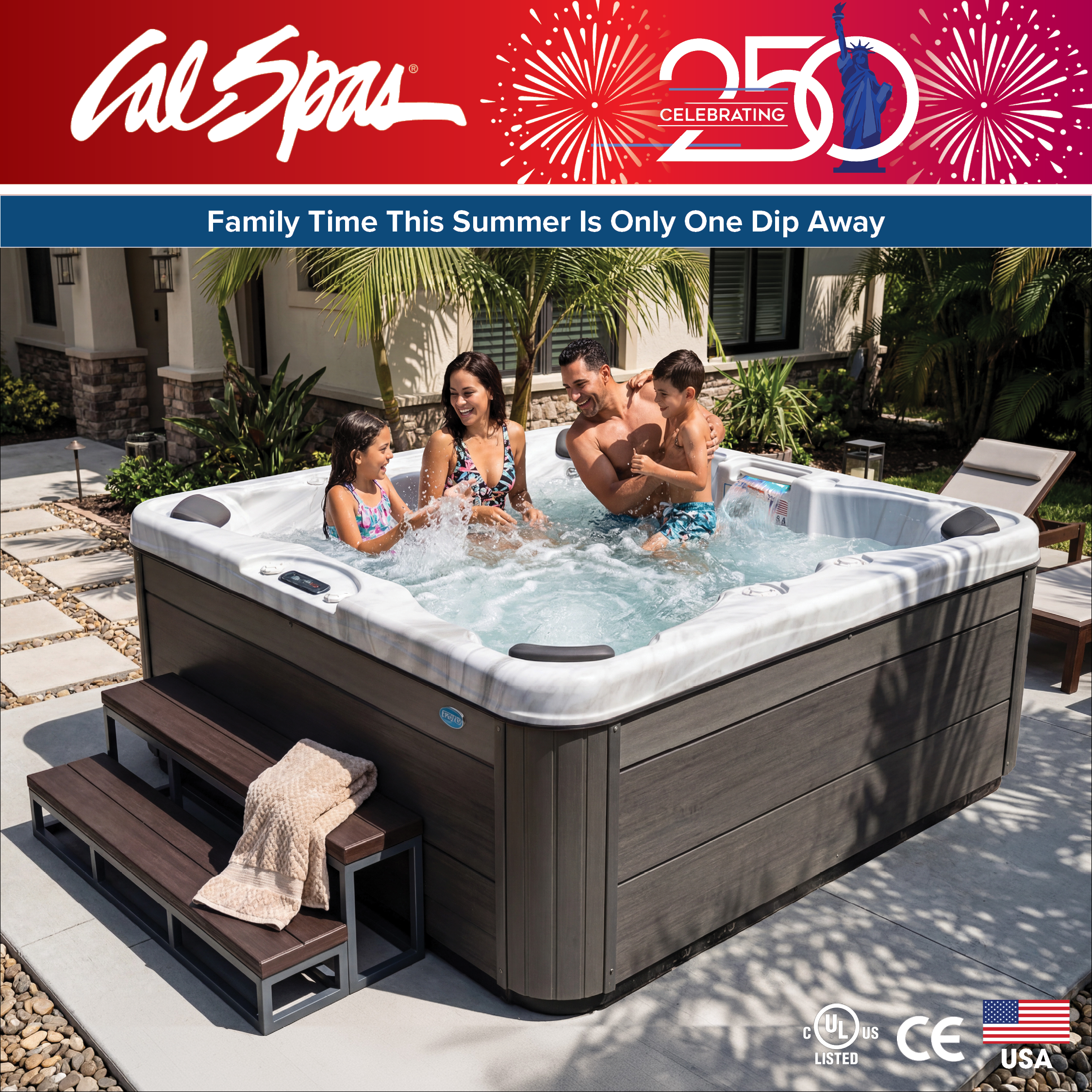 Calspas hot tub being used in a family setting - Lexington